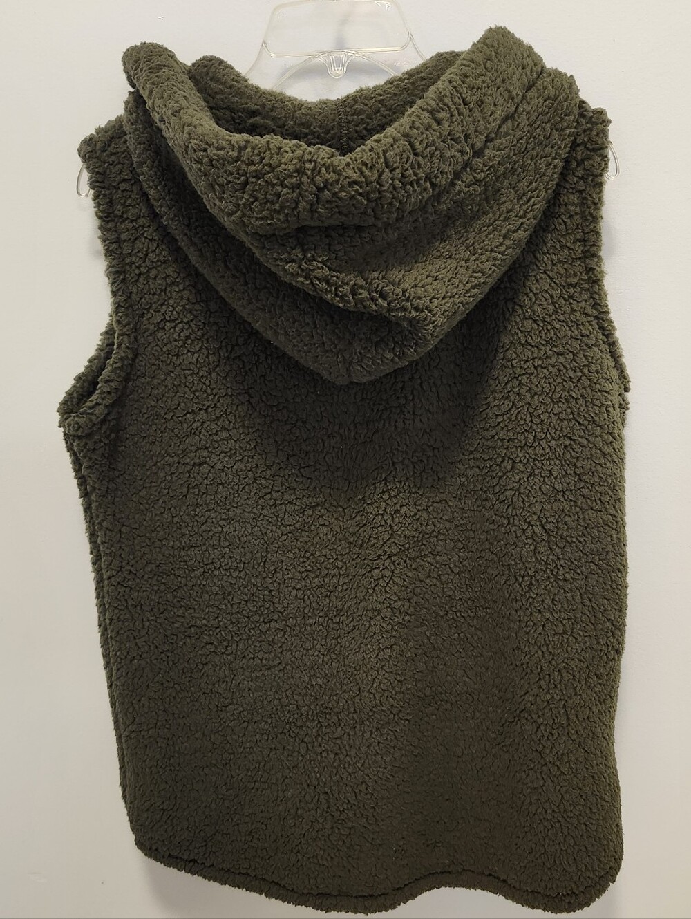Zenana Olive Green Sherpa High/Low Zip Vest Women's Size Medium - Picture 2 of 4